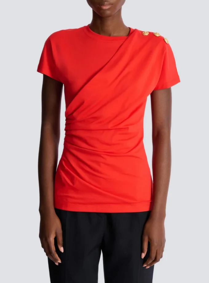 T-shirt drappeggiata in jersey a maniche corte T-shirt drappeggiata in jersey a maniche corte