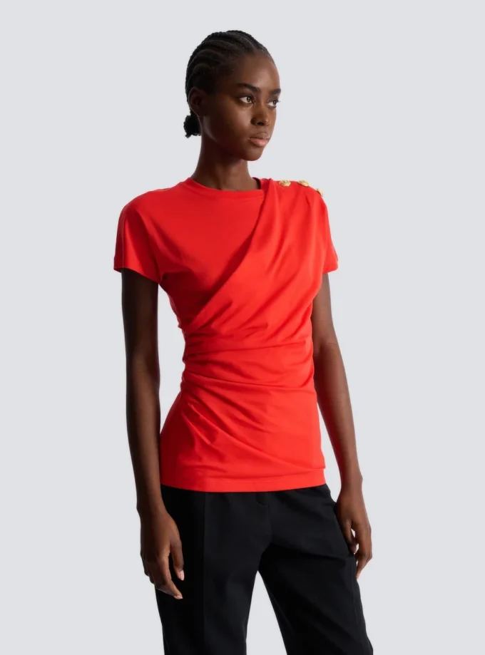 T-shirt drappeggiata in jersey a maniche corte T-shirt drappeggiata in jersey a maniche corte