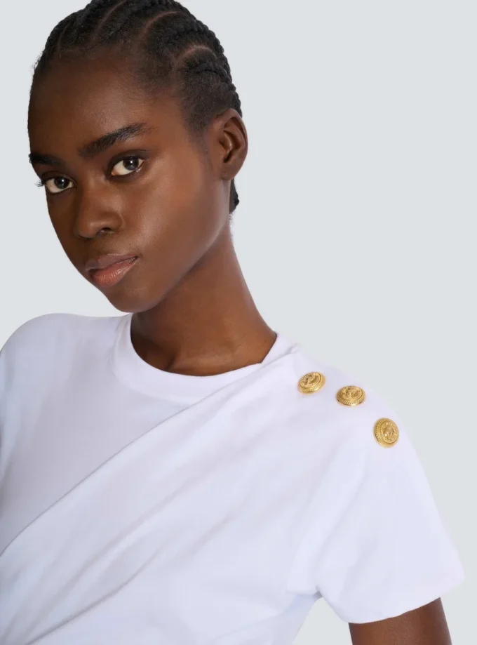 T-shirt drappeggiata in jersey a maniche corte T-shirt drappeggiata in jersey a maniche corte