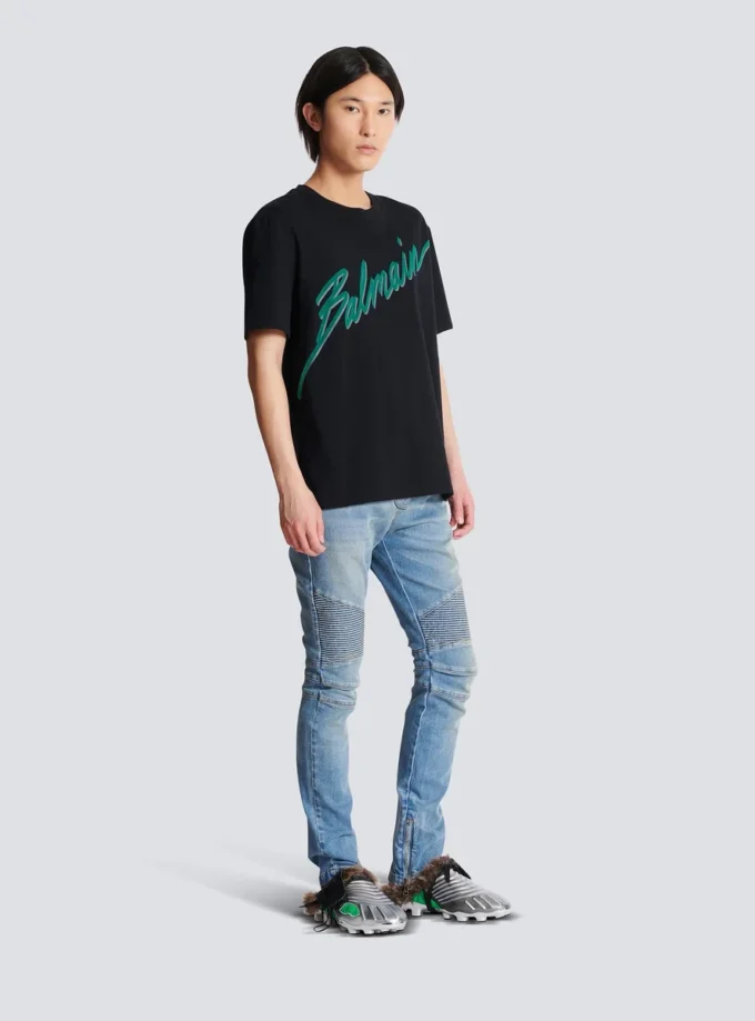T-shirt floccata Balmain Lettre T-shirt floccata Balmain Lettre