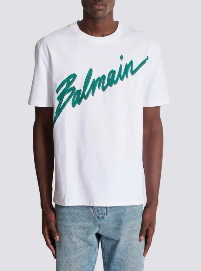 T-shirt floccata Balmain Lettre T-shirt floccata Balmain Lettre
