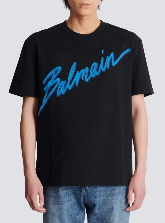T-shirt floccata Balmain Lettre T-shirt floccata Balmain Lettre