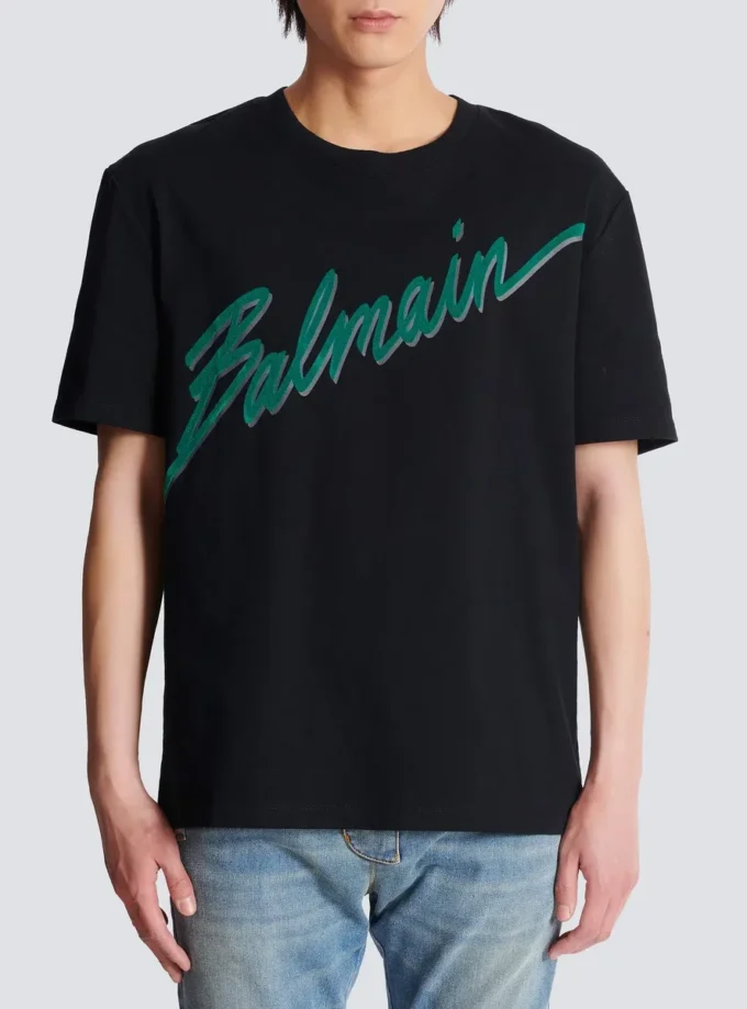 T-shirt floccata Balmain Lettre T-shirt floccata Balmain Lettre
