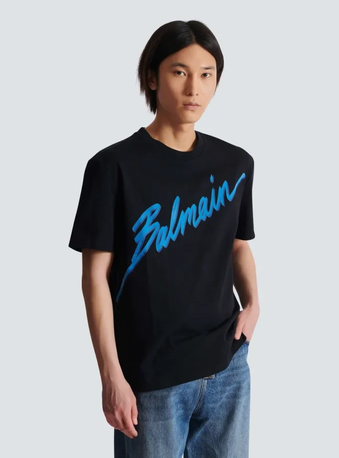 T-shirt floccata Balmain Lettre T-shirt floccata Balmain Lettre