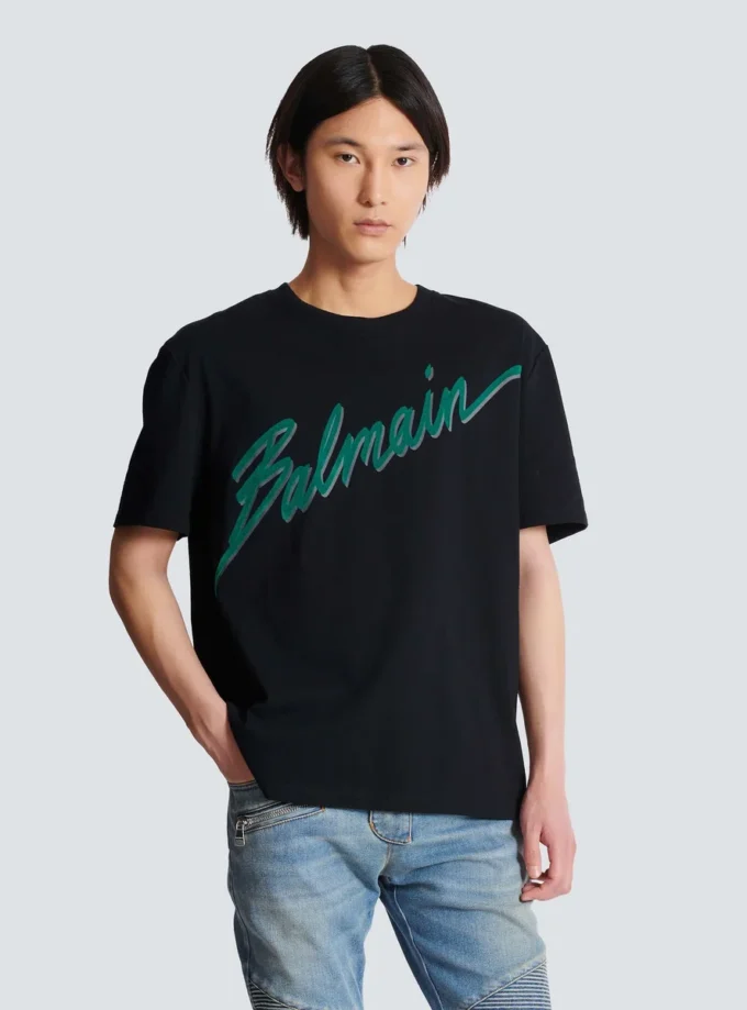 T-shirt floccata Balmain Lettre T-shirt floccata Balmain Lettre