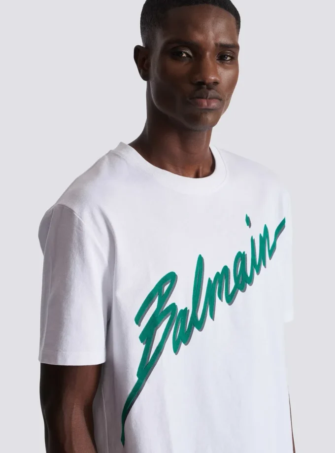 T-shirt floccata Balmain Lettre T-shirt floccata Balmain Lettre