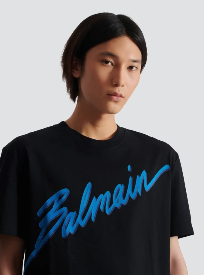T-shirt floccata Balmain Lettre T-shirt floccata Balmain Lettre