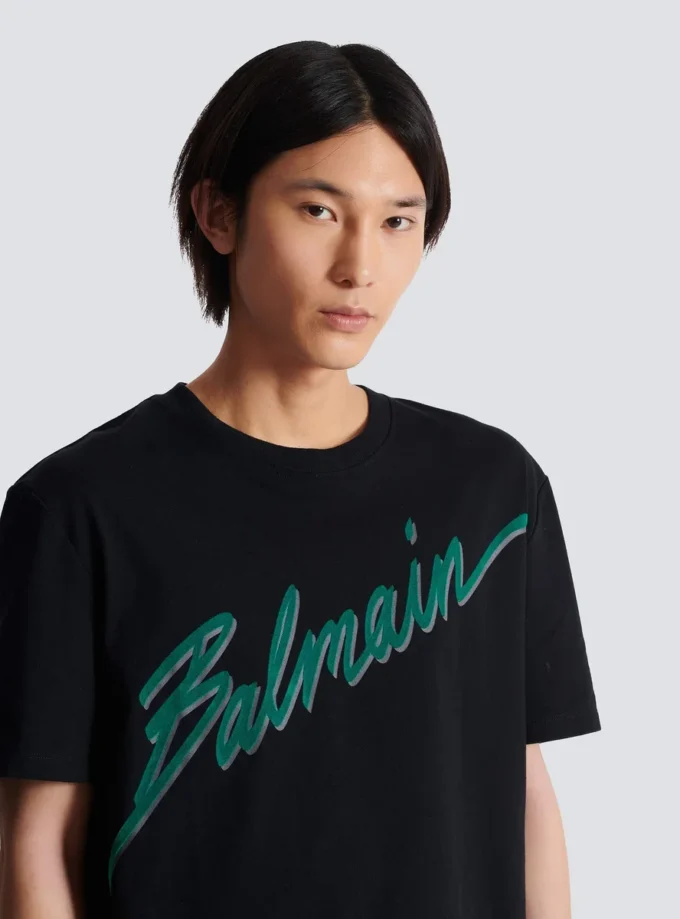T-shirt floccata Balmain Lettre T-shirt floccata Balmain Lettre