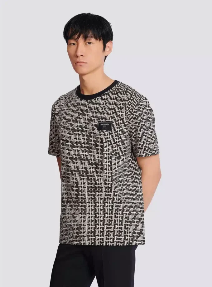 T-shirt jacquard con monogramma