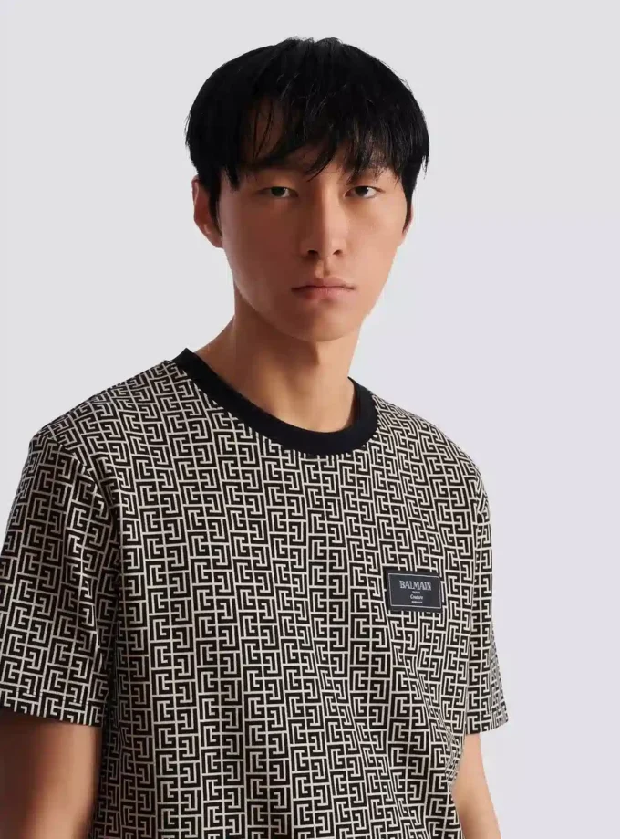 T-shirt jacquard con monogramma