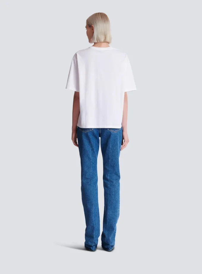 T-shirt squadrata con stampa Balmain Paris Brush T-shirt squadrata con stampa Balmain Paris Brush