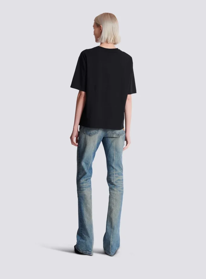 T-shirt squadrata con stampa Balmain Paris Brush T-shirt squadrata con stampa Balmain Paris Brush