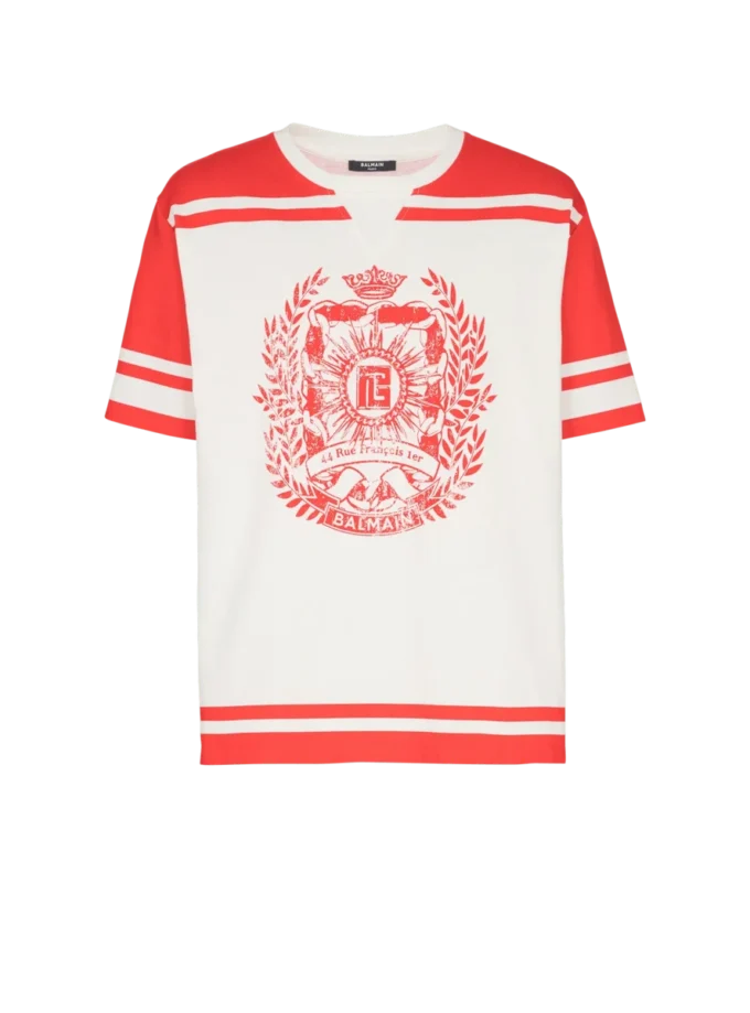 T-shirt Varsity con stampa Balmain Écusson T-shirt Varsity con stampa Balmain Écusson