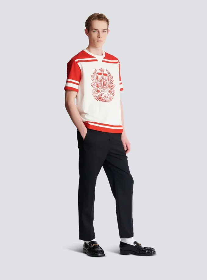 T-shirt Varsity con stampa Balmain Écusson T-shirt Varsity con stampa Balmain Écusson