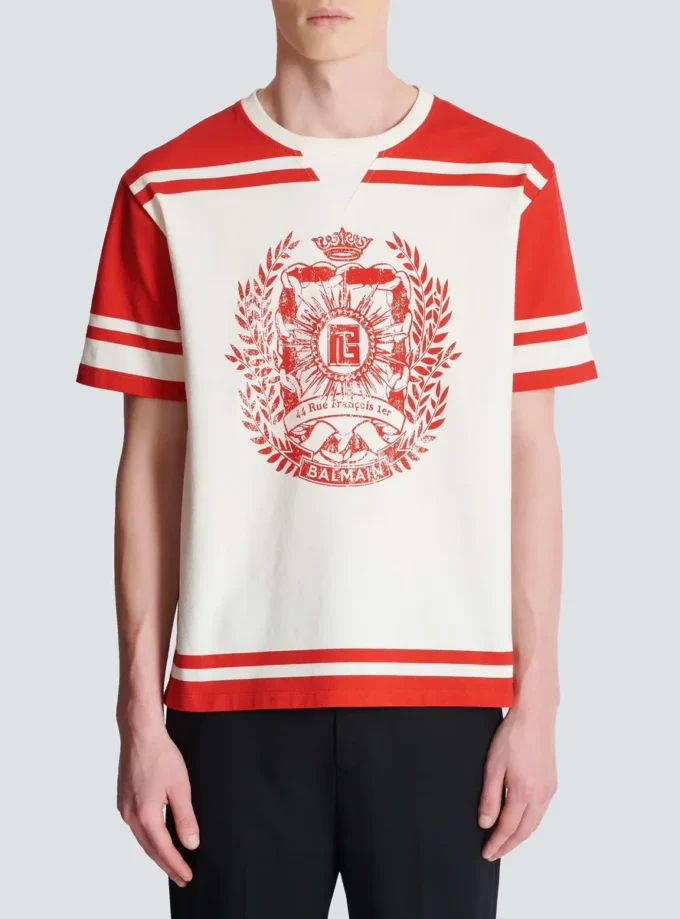 T-shirt Varsity con stampa Balmain Écusson T-shirt Varsity con stampa Balmain Écusson