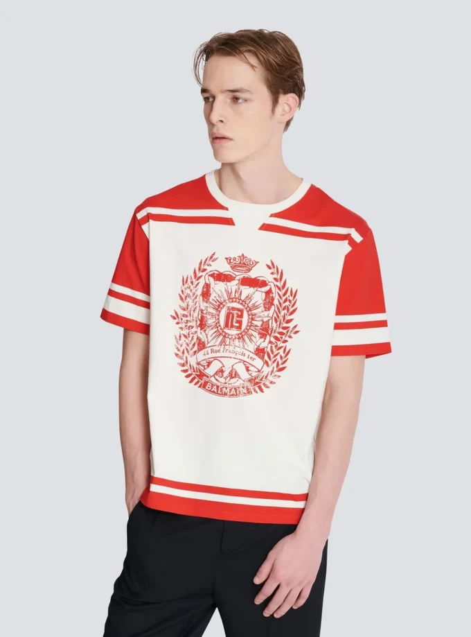 T-shirt Varsity con stampa Balmain Écusson T-shirt Varsity con stampa Balmain Écusson