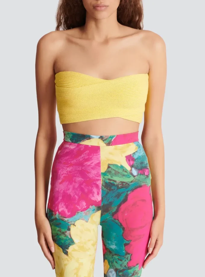 Top a reggiseno in maglia tubolare Top a reggiseno in maglia tubolare