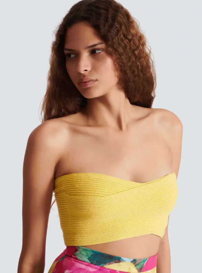 Top a reggiseno in maglia tubolare Top a reggiseno in maglia tubolare