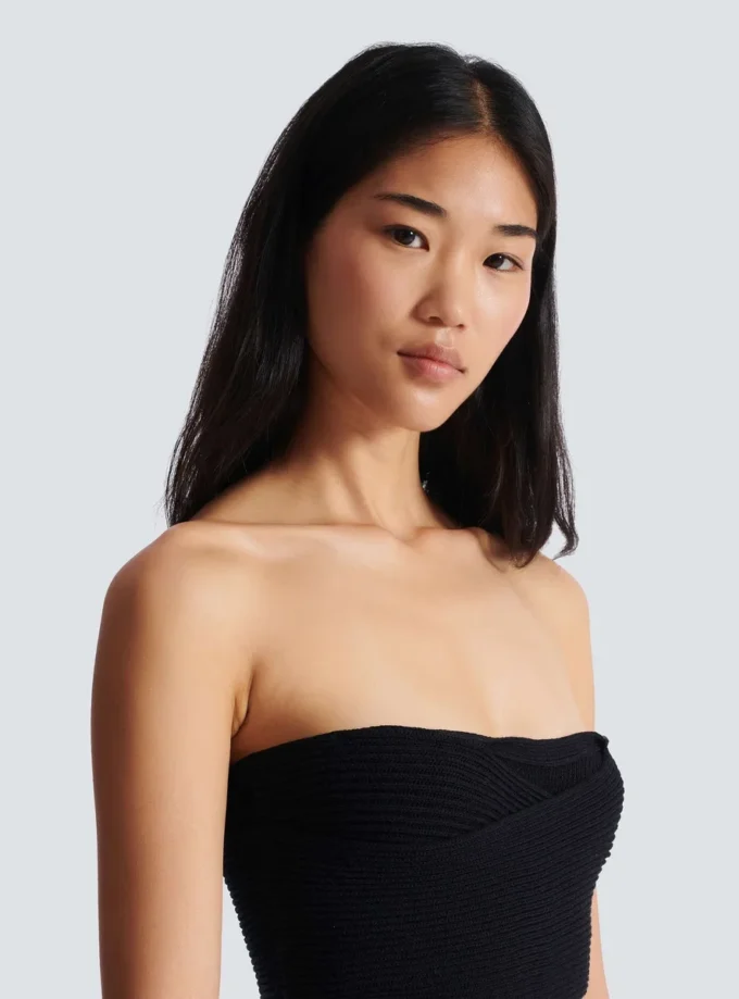 Top a reggiseno in maglia tubolare Top a reggiseno in maglia tubolare