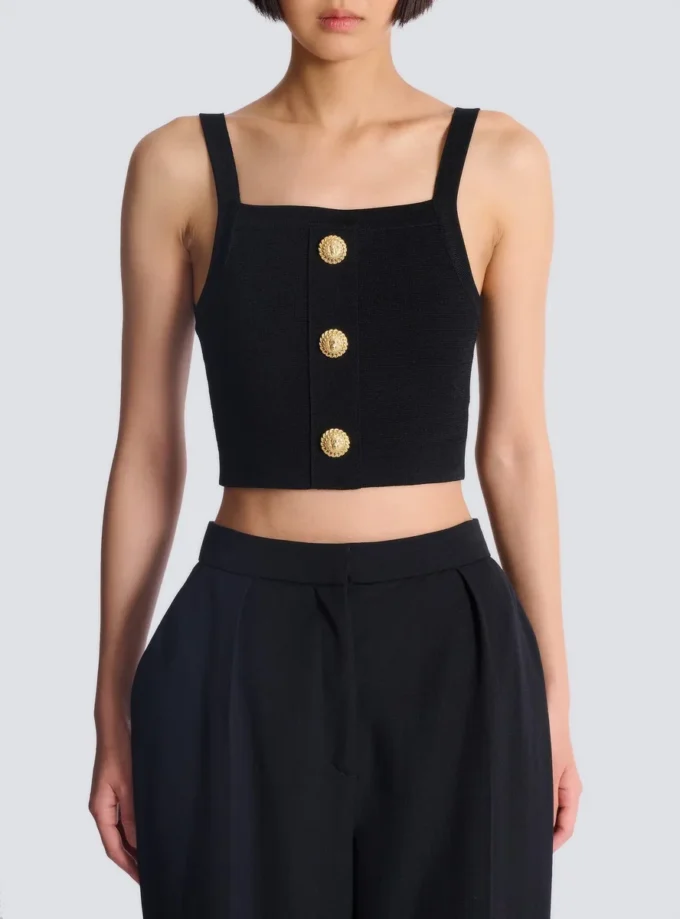 Top bralette in maglia con bottoni Top bralette in maglia con bottoni