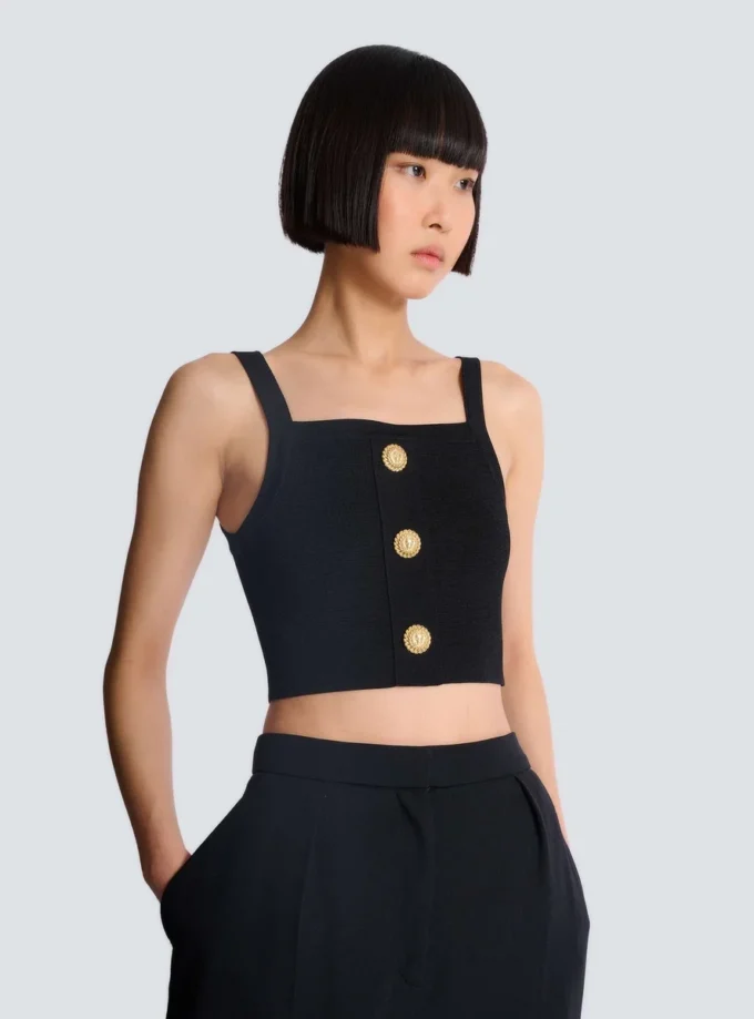 Top bralette in maglia con bottoni Top bralette in maglia con bottoni