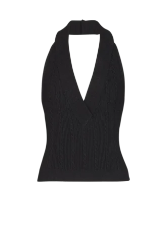 Top con scollo all’americana e lavorazione a trecce