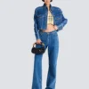 Top corto in tweed a quadri glitterato