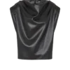 Top drappeggiato in ecopelle Top drappeggiato in ecopelle