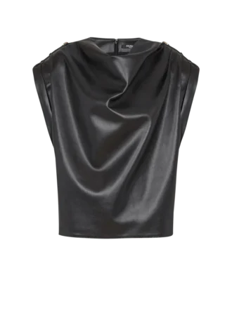 Top drappeggiato in ecopelle