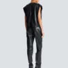 Top drappeggiato in ecopelle Top drappeggiato in ecopelle