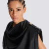 Top drappeggiato in ecopelle Top drappeggiato in ecopelle
