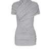 Top drappeggiato in maglia di cotone