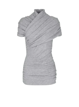 Top drappeggiato in maglia di cotone