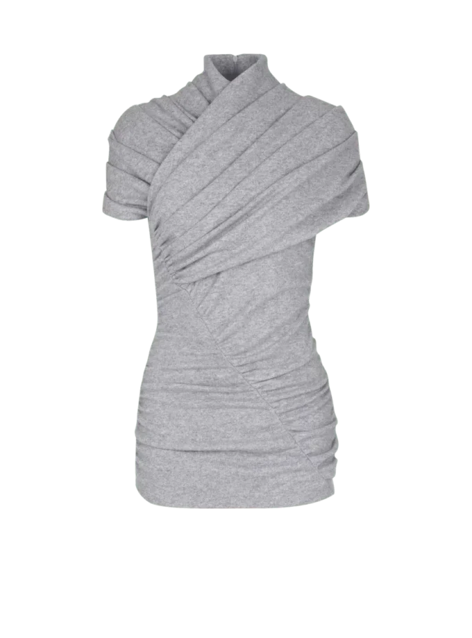 Top drappeggiato in maglia di cotone