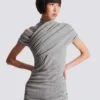 Top drappeggiato in maglia di cotone