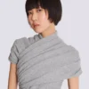 Top drappeggiato in maglia di cotone