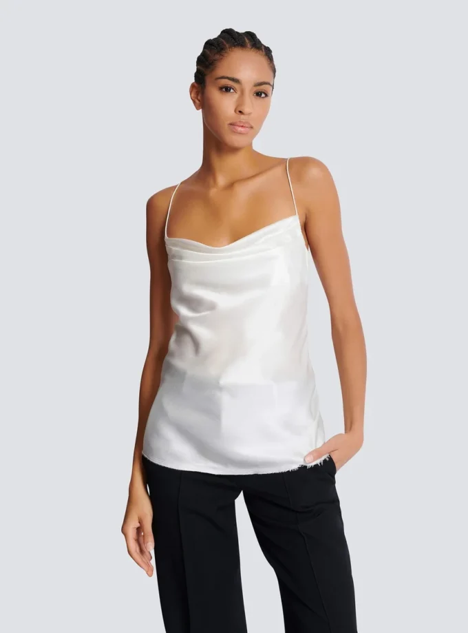 Top drappeggiato in raso Top drappeggiato in raso