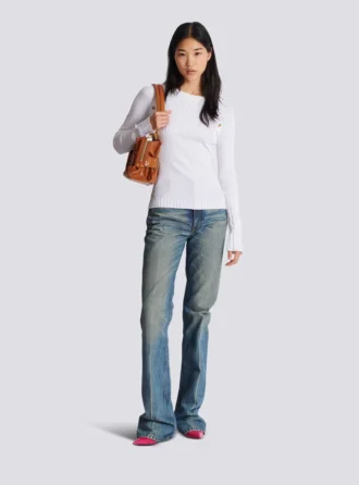 Top in maglia con bottoni