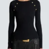 Top in maglia con bottoni Top in maglia con bottoni