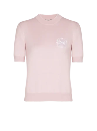 Top in maglia ricamato con Emblème di Balmain