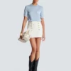 Top in maglia ricamato con Emblème di Balmain Top in maglia ricamato con Emblème di Balmain