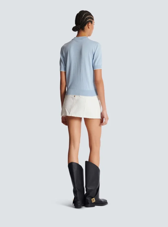 Top in maglia ricamato con Emblème di Balmain Top in maglia ricamato con Emblème di Balmain
