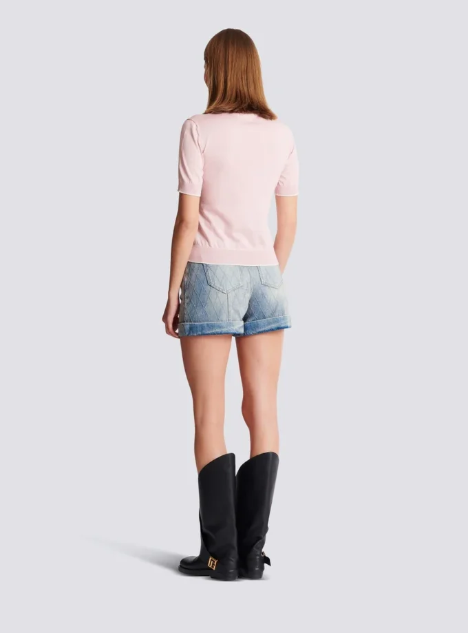 Top in maglia ricamato con Emblème di Balmain Top in maglia ricamato con Emblème di Balmain