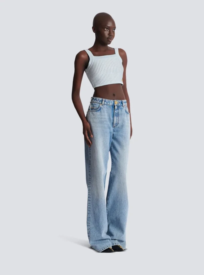 Top in maglia testurizzata