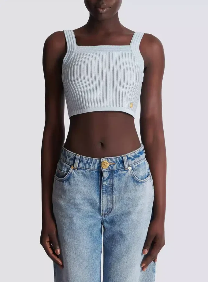 Top in maglia testurizzata
