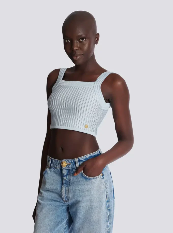 Top in maglia testurizzata
