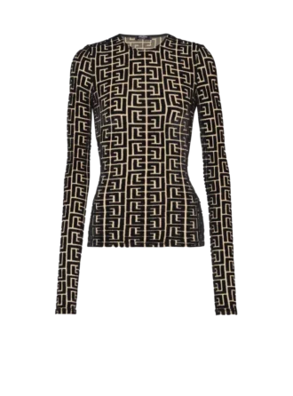 Top in velluto con monogramma