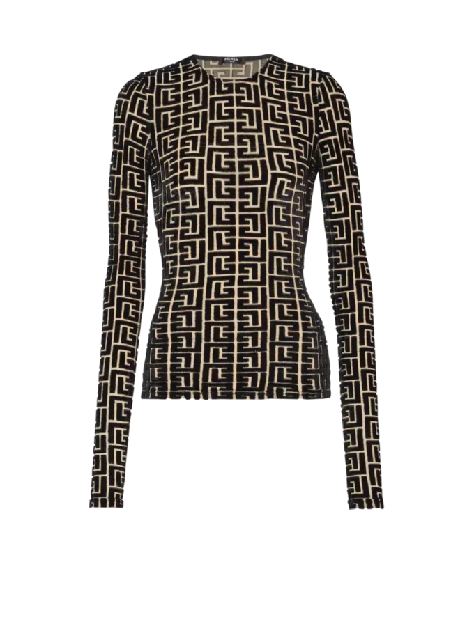 Top in velluto con monogramma