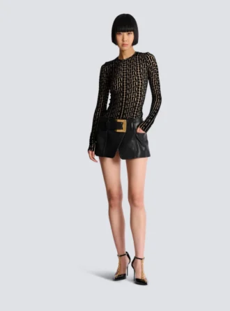 Top in velluto con monogramma
