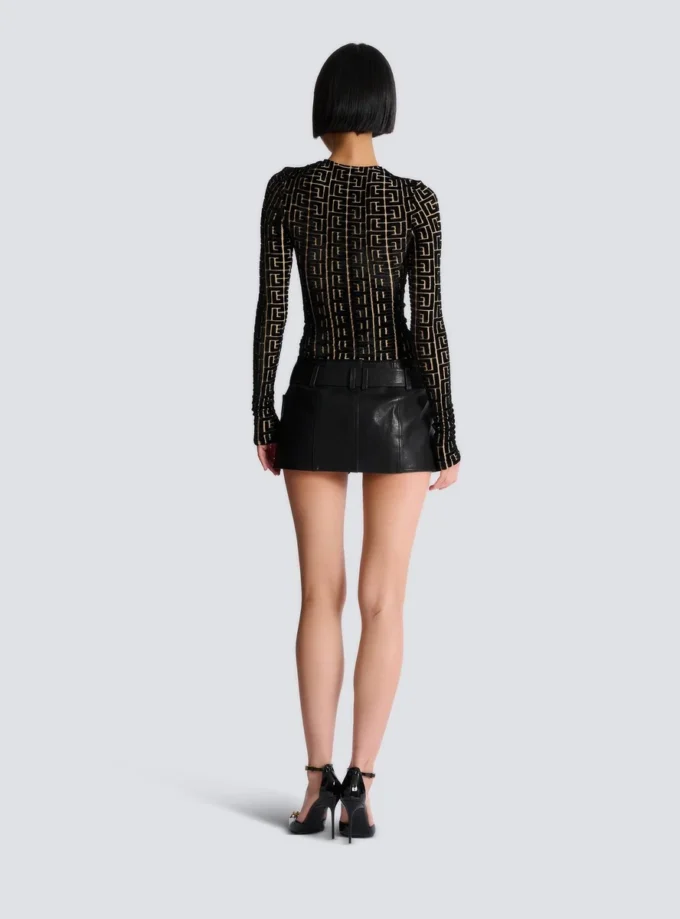 Top in velluto con monogramma